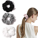Silk Satin Scrunchies Women Hair Ties - Ivyu Big Scrunchy Ponytail Holder No Crease Hair Bands Soft Elastic No Hurt Your Hair for Vsco Girl Women White Black Gray Pink Ivyu Store