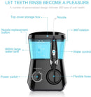 TUREWELL Water Flossing Oral Irrigator, 600ML Dental Water Teeth Cleaner 10 Adjustable Pressure, Electric Dental Pick Flosser for Teeth/Braces, 8 Water Jet Tips for Family (Black) TUREWELL