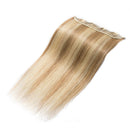 100% Real Hair Extensions Clip in Remy Human Hair Highlight 24 Inch 60g Thin One-piece 5 Clips Long Straight Hair Extensions for Women Wide Weft Silky Balayage