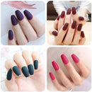 editTime 12 sets/288pcs Solid Colors Matte Acrylic Ballerina Coffin False Nails Full Cover Fake Nails Tips Natural Medium False Nail with a Crystal Nail File (Matte Ballerina) editTime