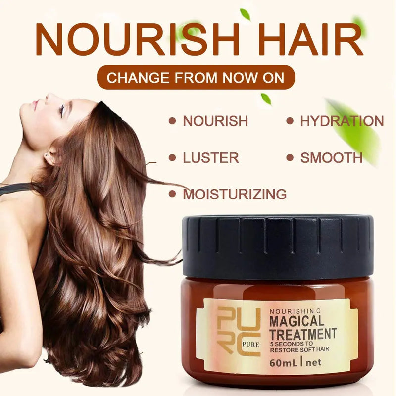 Magical Hair Treatment Mask, Advanced Molecular Hair Roots Treatment Professtional Hair Conditioner, 5 Seconds to Restore Soft Hair, Instantly Service the Dry and Rough Hair Ends-60ml Stellar Express