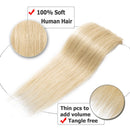Clip in Hair Extensions Bleach Blonde 10 inch Remy Human Hair Skin Weft Clip ins Full Head 8pcs 18 Clips Soft Straight Hair for Women Party 8-24 inch Highlighted Ombre 50g