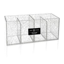 Isaac Jacobs 4-Compartment Clear Acrylic Organizer- Makeup Brush Holder- Storage Solution- Office, Bathroom, Kitchen Supplies and More (4 Compartment, Silver Glitter) Isaac Jacobs International Store