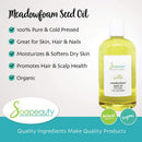MEADOWFOAM SEED OIL Organic Cold Pressed Unrefined | 100% Pure Natural Meadowfoam Seed Oil for Face & Hair | Moisturizer for Skin, Promotes Hair Growth, Balms | Sizes 4OZ to 1 GALLON | (16 OZ) Soapeauty