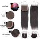 Alidiamond Brazilian Straight Human Hair Bundles with Closure (22 24 26+20 Inch) Free Part, 8A Unprocessed Natural Black Straight Virgin Hair Bundles with 4×4 Lace Closure. Alidiamond