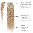 14 Inches Wrap Around Human Hair Ponytail Extensions 100% Remy Human Hair Long Corn Wave Curly With Comb Clip in One Piece Pony Tail Extensions For Girl Lady Women