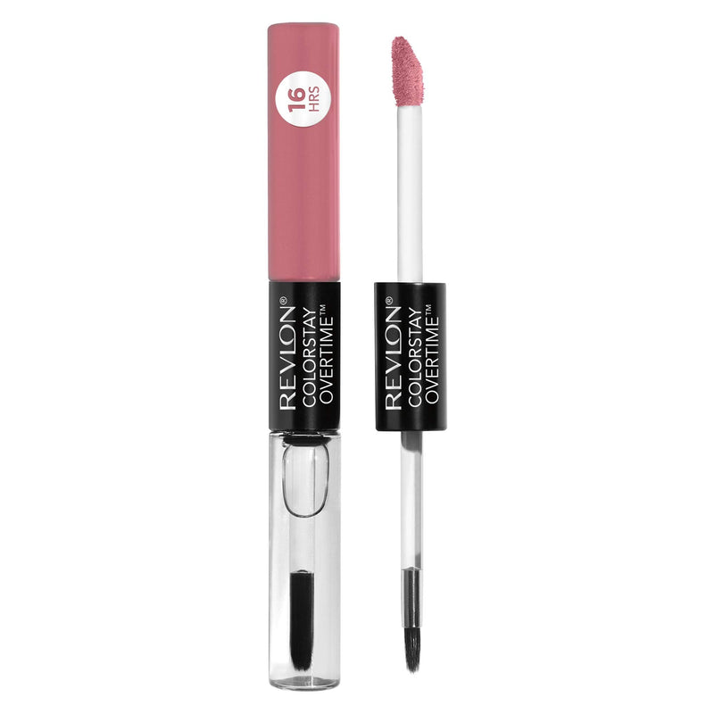 Revlon ColorStay Overtime Lipcolor, Dual Ended Longwearing Liquid Lipstick with Clear Lip Gloss, with Vitamin E in Pink, 24/7 Pink (530), 0.07 oz REVLON