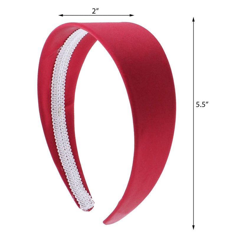 Maroon 2 Inch Wide Satin Hard Headband with No Teeth Head band for Women and Girls (Motique Accessories) Motique Accessories