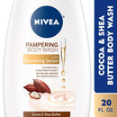 NIVEA Cocoa and Shea Butter Pampering Body Wash with Nourishing Serum, 20 Fl Oz Bottle NIVEA