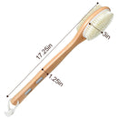 Metene Bamboo Body Brush with Stiff and Soft Natural Bristles, Back Scrubber for Shower with Long Handle, Dual-sided Brush Head for Wet or Dry Brushing, Exfoliating Skin and Clean the Body Easily Metene