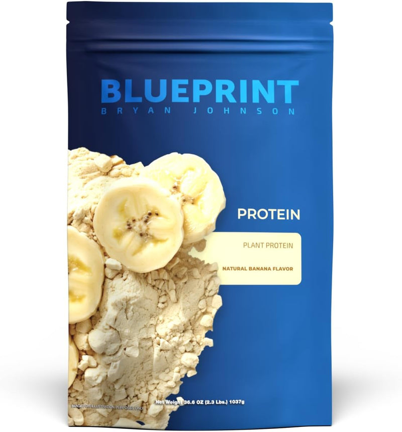 Blueprint by Bryan Johnson Vegan Protein Meal Replacement – Plant Based Hemp Protein with 27g Protein Per Serving – Low Calorie, Flavored Protein for Women & Men – Dairy Free – 15 Servings - Banana Infinity Warehouse