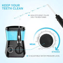TUREWELL Water Flossing Oral Irrigator, 600ML Dental Water Teeth Cleaner 10 Adjustable Pressure, Electric Dental Pick Flosser for Teeth/Braces, 8 Water Jet Tips for Family (Black) TUREWELL