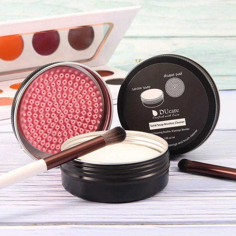 DUcare Makeup Brush Cleanser Solid Soap Sponges & Brushes Easy to Clean Shampoo Removes Shadow Color Cosmetic Colors Beauty Sponges for Daily Use Travel Set DUcare
