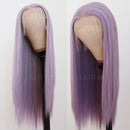 Maycaur Lace Front Wigs Long Straight Hair Purple Color Wigs for Fashion Women Light Purple Synthetic Lace Front Wigs with Natural Baby Hair 22 Inch Maycaur