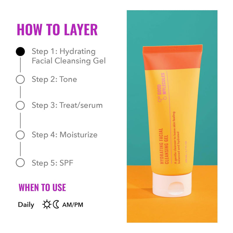 Good Molecules Hydrating Facial Cleansing Gel - Face Wash with Rosewater and Pineapple Extracts to Brighten, Cleanse, and Moisturize - Facial Cleanser, Skin Care Infinity Warehouse