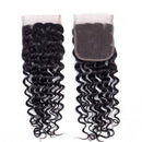 Brazilian Deep Wave Bundles with Closure (26 28 30+20) 10A Virgin Human Hair Bundles with Closure Wet and Wavy Curly Hair Weave 3 Bundles with Lace Closure Free Part YOCYTU