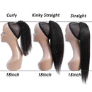 Seelaak 20 Inches Kinky Straight Ponytail Drawstring Human Hair Extension 10A Brazilian Natural Black Yaki Straight Ponytail Hairpiece for Black Women (1B