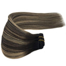 GOO GOO Remy Human Hair Extensions Clip in Balayage Natural Black to Light Blonde 14 inch 7pcs 120g Real Hair Extensions Clip in Natural Hair Extensions Silky Straight GOO GOO Store