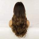 Esmee 24" Synthetic Wigs for Women Dark Roots Long Wig with Bangs Ombre Wavy Hair Realistic Simulation Scalp Middle Part.. Esmee Store