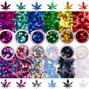 Multicolored - Leaf Glitter - Sample Pack - Solvent Resistant & Cosmetic Grade - Festival Rave Makeup Face Body Nails Resin Arts & Crafts - Weed, Pot Electric Bliss Beauty