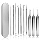 10PCS Blackhead Remover Pimple Extractor Tool, Comedone Pimple Extractor Tool, Acne Kit for Blackhead, Whitehead Popping, Curved Blackhead Tweezers Kit ZZAMG