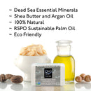 Dead SEA Salt SOAP 3 PK - Shea Butter, Argan Oil, Magnesium, Sulfur, Minerals. All Skin Types, Problem Skin. Therapeutic, Natural, Fragrance Free, 4 oz Bars One With Nature