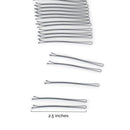 Heliums Gray Extra Long Curved Color Match Enamel Bobby Pins, 2.5 Inch Flat, Easier Open, Gentle to Medium Hold - 24 Count Heliums