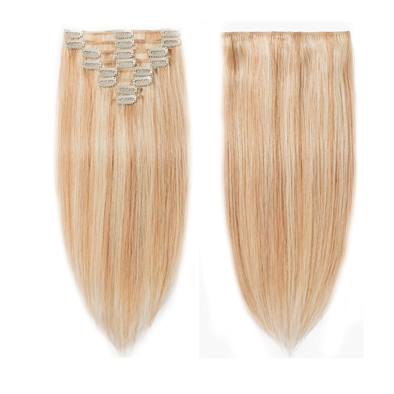 Clip in 100% Remy Human Hair Extensions Highlighted Highlight 10''-24'' Full Head 8pcs 18clips Short Soft Silky Straight for Women Beauty 13" / 13 inch 80g
