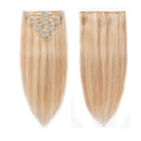 MY-LADY Clip in 100% Remy Human Hair Extensions Highlighted Highlight Full Head 8pcs 18clips Short Soft Silky Straight 10" / 10 inch 70g,