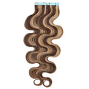 16 Inch Tape in Hair Extensions Body Wave Human Hair Highlight 50g Thin Long Hair 20pcs/pack Seamless Skin Weft Glue in Wavy Hairpieces