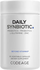 Codeage Daily Synbiotic Supplement - Prebiotics, Lactobacillus & Bifidobacterium Probiotics, L-Glutamine, Zinc L-Carnosine, DGL, Synbiotic Probiotic, BioPerine - Shelf-Stable - 30 Capsules Infinity Warehouse