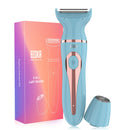 Electric Razor for Women, EESKA 2-in-1 Womens Shaver Bikini Trimmer Body Hair Removal for Face Legs and Underarm, Portable Ladies Shaver, IPX7 Waterproof Wet and Dry, Type C USB Recharge Blue EESKA