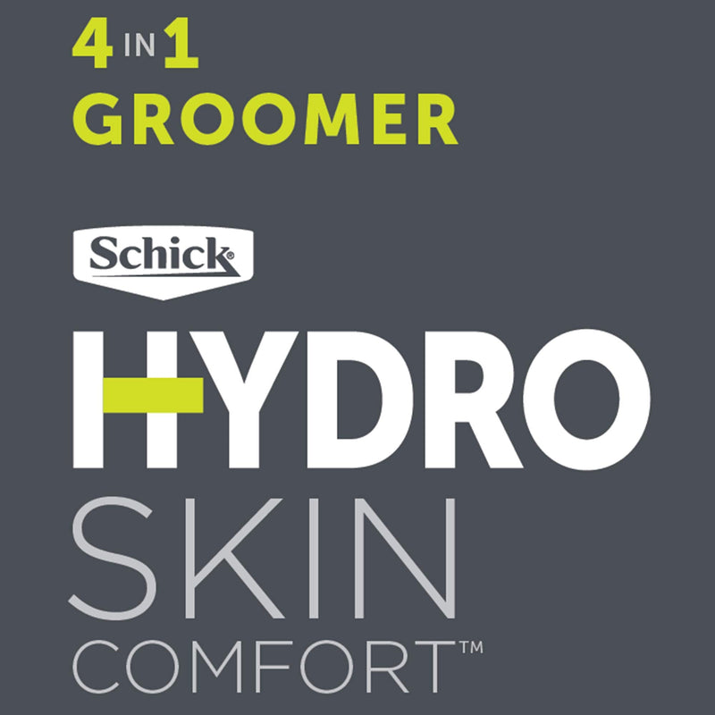 Schick Hydro Skin Comfort Beard Groomer, 4-in-1 Power Razor and Trimmer for Men, 1 Handle and 5 Refills Schick