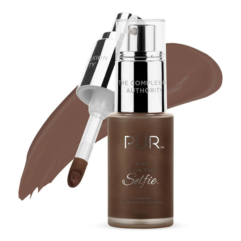 PUR Beauty 4-in-1 Love Your Selfie Foundation & Concealer - Longwear Full Coverage Liquid Makeup Foundation with Hydrating Blend for Refined-Looking, Natural Beauty Glow, Skin Texture & Tone Infinity Warehouse