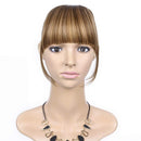 LEEONS Bangs Clip in Synthetic Hair Extensions Front Neat Bang Fringe One Piece 6" Short Straight Hairpiece for Women Light Brown(12H22