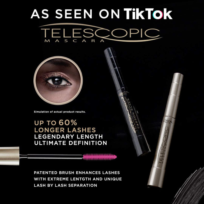 L'Oreal Paris Makeup Telescopic Original Lengthening Mascara, Carbon Black, 0.27 Fl Oz (Pack of 1) L'Oreal Paris