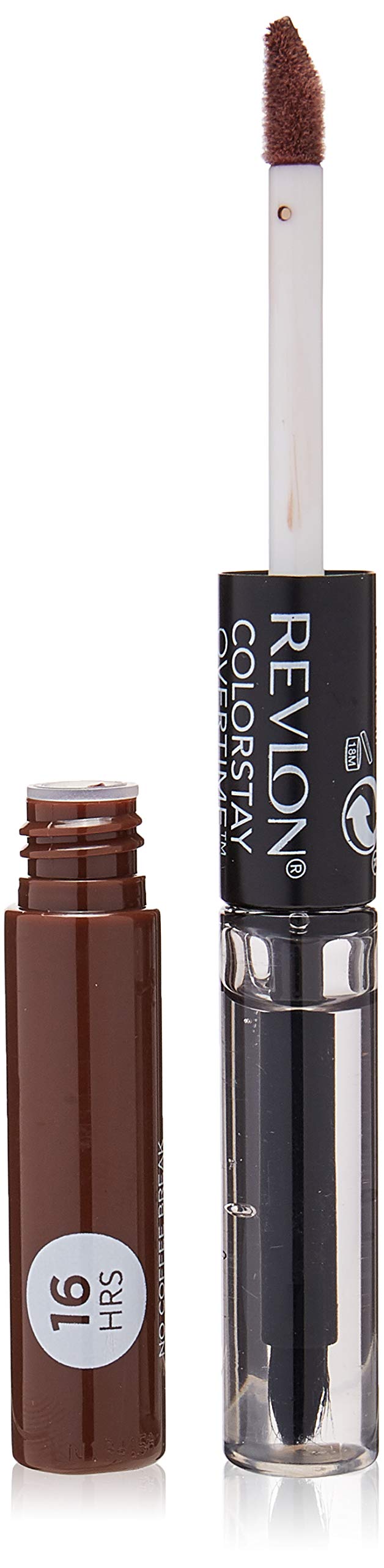 Revlon ColorStay Overtime Lipcolor, Dual Ended Longwearing Liquid Lipstick with Clear Lip Gloss, with Vitamin E in Nude, No Coffee Break (570), 0.07 oz REVLON