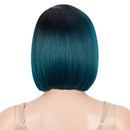 DÉBUT Lace Front Wigs for Black Women Bob Wigs for White Women Synthetic Hair 9.5" 120g Natural Straight Swiss Lace Heat Resistant Fibers Half Hand Tied (Simulated Scalp 9.5", 1B) DÉBUT