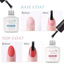 Gel Nail Base Top Coat Set - No Wipe Candy Lover UV LED Soak Off Nail Gel Polish, Long Lasting Mirror Shiny Glossy Finish Gift Kit Candy Lover