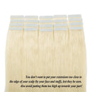 Benehair Rooted Tape in Hair Extensions Human Hair Platinum Blonde Skin Weft 18 inches Long Straight Remy Hair Double Sided Invisible Tape ins for Women 20pcs 50g （18"