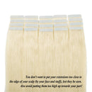 Benehair Rooted Tape in Hair Extensions Human Hair Platinum Blonde Skin Weft 18 inches Long Straight Remy Hair Double Sided Invisible Tape ins for Women 20pcs 50g （18"