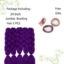 Purple Kanekalon Braiding Hair, Feed in Hair for Braids, Purple Braiding Hair 24inch 100G 5PCS, High Temperature Synthetic Fiber Braiding Hair Extensions Twist Braiding Crochet Hair Color Purple SaiDi