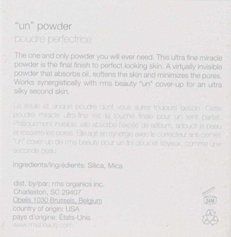 RMS Beauty “Un” Powder - Translucent Face Setting Powder Makeup Made of Silica - Absorb Excess Oil for a Matte Finish, Vegan, Organic & Cruelty-Free (0.32 Ounce) RMS Beauty