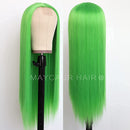 Maycaur Lace Front Wigs Long Straight Hair 22 Inch Lime Green Color Wigs for Fashion Women Synthetic Lace Front Wigs with Natural Hairline Maycaur Store