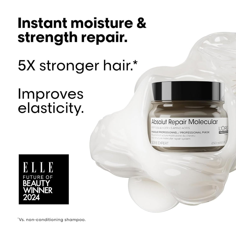 L'Oréal Professionnel Paris Absolut Repair Molecular Hair Mask | Repairs Damage & Restores Strength | For Extremely Dry Damaged Hair | Extra Detangling & Hydration | Peptides Bonder Infinity Warehouse