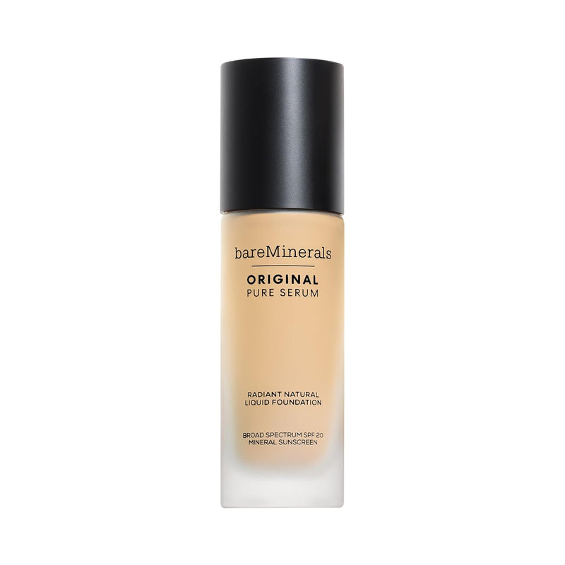 bareMinerals Original Pure Serum Radiant Natural Liquid Foundation Mineral SPF 20, Hydrating Skin Tint, Dewy Finish, Lightweight, Medium Coverage, Non-Comedogenic, Vegan - Infinity Warehouse
