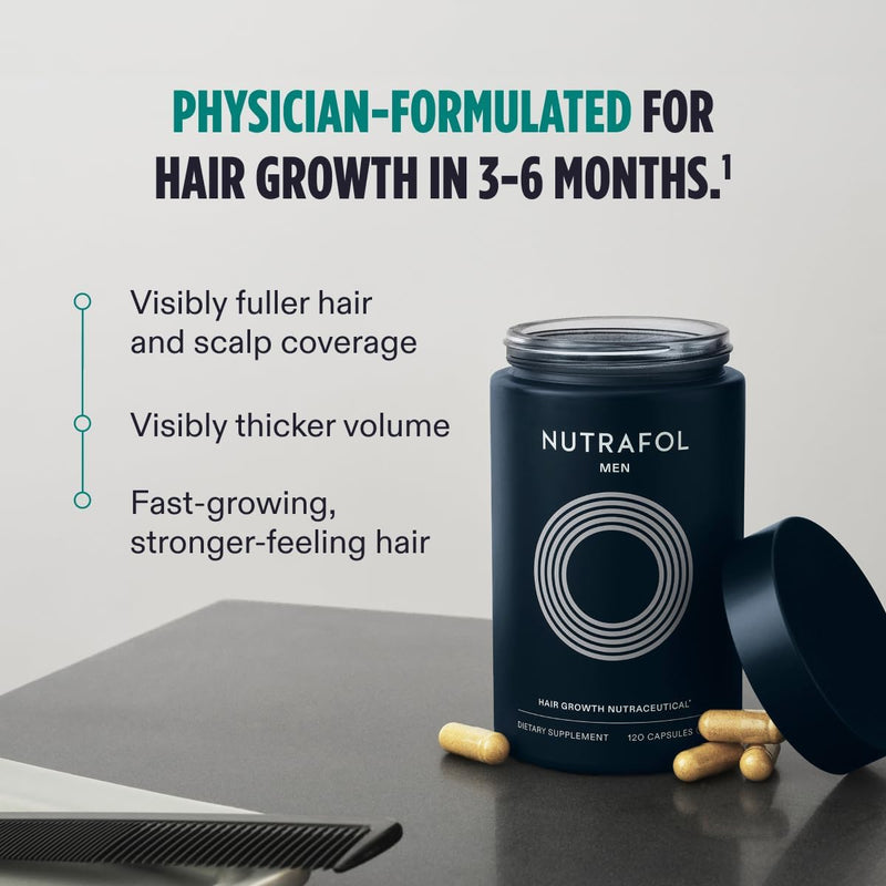 Nutrafol Men's Hair Growth Supplement and Hair Serum, Clinically Tested for Visible Thickness and Strength - 1 Month Supply, 1.7 Fl Oz Bottle Infinity Warehouse