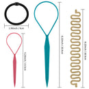 Topsy Hair Tail Tools Set,TsMADDTs Hair Braiding Tool Set 8 pcs Topsy Tail Tools 8 pcs French Centipede Braiders for French Twist Plait Ponytail 10 pcs Black Hair Ties Bulk TsMADDTs