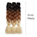 Ombre Jumbo Braiding Hair 24 inch Jumbo Braid Hair Extensions Jumbo Box Braids Crochet Hair Long for Women Kids DIY High Temperature Synthetic Fiber 3 Tones Black+ Brown+ Blonde 6 Bundles Benehair