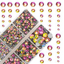 4000Pcs Mixed Size Hot Fix Round Crystals Gems Glass Stones Hotfix Flat Back Rhinestones (Vitrail Medium) MASSIVE BEADS